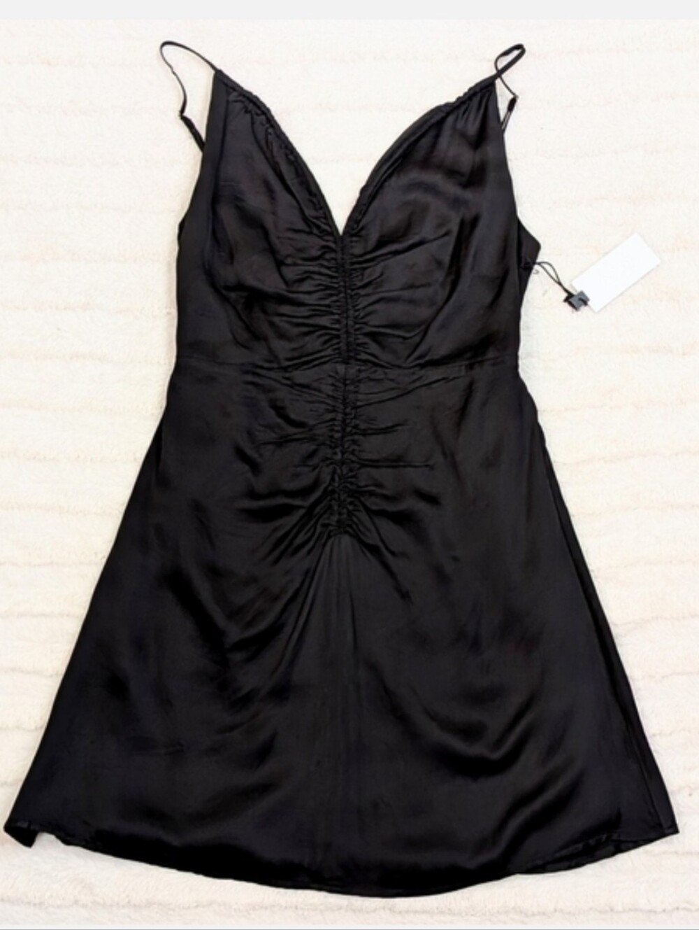 ASTR The Label Peony Black Ruched Satin Mini-Dress NWT - Picture 11 of 16